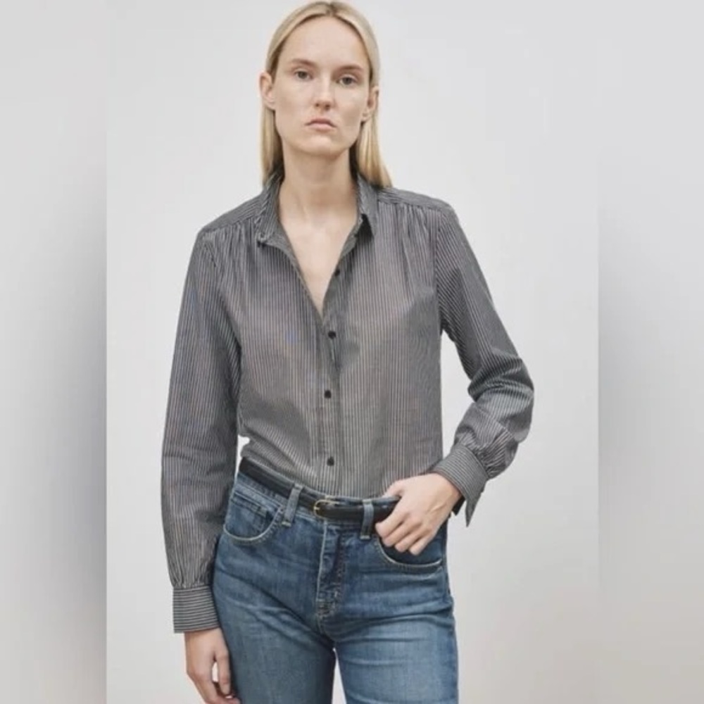 Nili Lotan Sabrina Shirt Black / White Stripe - New